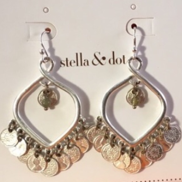 :: Stella & Dot | Exotic SILVER Coin Disc Rio Dangle Chandelier Earring … - Picture 4 of 4